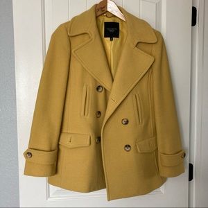 Double breasted pea coat - mustard herringbone